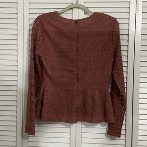 BCBGMaxAzria Textured Lace Blouse - Mauve, Dusty Pink